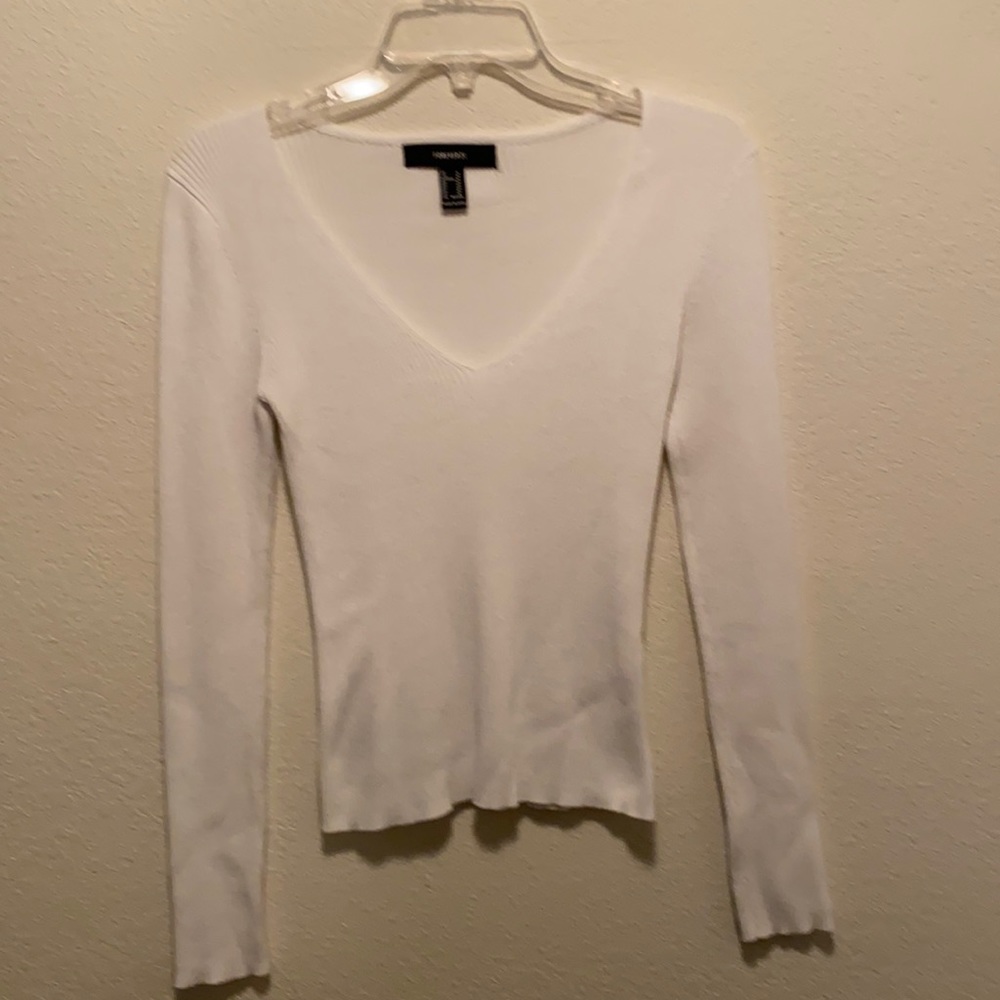 White V-neck Sweater